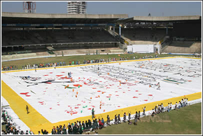 World's Largest Love Letter event at Chinnaswamy Cricket Stadium.