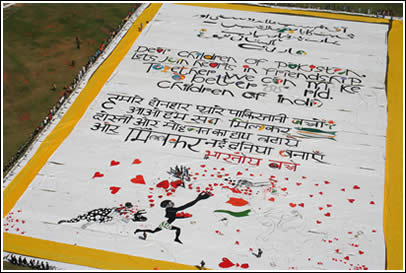 World's Largest Love Letter event at Chinnaswamy Cricket Stadium.