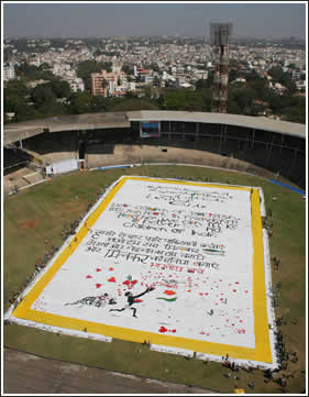 The World's Largest Love Letter in Chinnaswamy Cricket Stadium.